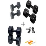 Ps Spor 3 Çift Dambıl Set 2 kg + 4 kg +6 kg + Ayarlanabilir Sayaçlı El Yayı ve Atlama Ipi - Siyah