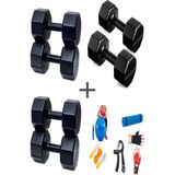 Ps Spor 3 Çift Dambıl Set 2 kg + 6 kg + 10 kg + 5 Çeşit Egzersiz Seti - Siyah