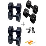 Ps Spor 3 Çift Dambıl Set 2 kg + 6 kg +10 kg + Ayarlanabilir Sayaçlı El Yayı ve Atlama Ipi - Siyah