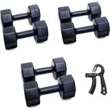 Ps Spor 3 Çift Dambıl Set 3 kg + 4 kg + 5 kg + Ayarlanabilir Sayaçlı El Yayı - Siyah