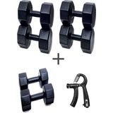 Ps Spor 3 Çift Dambıl Set 3 kg + 6 kg +9 kg + Ayarlanabilir Sayaçlı El Yayı - Siyah