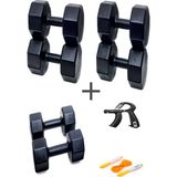 Ps Spor 3 Çift Dambıl Set 3 kg + 6 kg +9 kg + Ayarlanabilir Sayaçlı El Yayı ve Atlama Ipi - Siyah