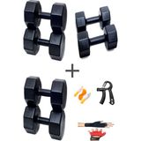 Ps Spor 3 Çift Dambıl Set 3 kg + 6 kg + 9 kg + Eldiven Ayarlanabilir Sayaçlı Yay ve Atlama Ipi - Siyah