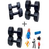 Ps Spor 3 Çift Dambıl Set 5 kg + 8 kg + 10 kg + 5 Çeşit Egzersiz Seti - Siyah