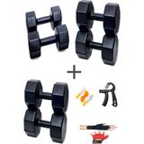 Ps Spor 3 Çift Dambıl Set 5 kg + 8 kg + 10 kg + Eldiven Ayarlanabilir Sayaçlı Yay ve Atlama Ipi - Siyah