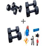 Ps Spor 3 Set Dambıl ( 1 kg x 2 Ad 3 kg x 2 Ad 5 kg x 2 Ad )+ 5 Çeşit Egzersiz Seti - Siyah