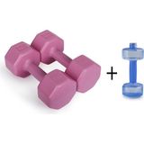 PS Spor 3kg Pembe Renk Dambıl Set ve 500ML Mavi Renk Dambıl Suluk