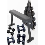 Ps Spor 4 Çift Dambıl Set 1 Kg+3 Kg+5 Kg+7 kg + Katlanabilir Ağırlık(Bench)Sehpası ve Dambıl Standı - Siyah