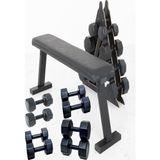 Ps Spor 4 Çift Dambıl Set 3 Kg+4 Kg+5 Kg+6 kg + Katlanabilir Ağırlık(Bench)Sehpası ve Dambıl Standı - Siyah