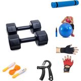 Ps Spor 4 kg Dambıl x 2 Adet = 8 kg + 5 Çeşit Plastes ve Egzersiz Seti - Siyah