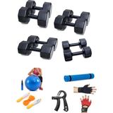 Ps Spor 4 Set Dambıl 3 kg x 2 Ad. 6 kg x 2 Ad. 8 kg x 2 Ad. 10 kg x 2 Ad.+5çeşit Egzeriz Seti - Siyah