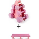PS Spor Pembe Renk Mini Dambıl Set ve Uyumlu Stand,1kg,2kg,3kg ve Aerobik Step Tahtası