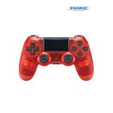 Ps4-Pc-Android Box-Android-Ios Telefon Tablet Uyumlu Titreşimli Bluetooth Oyun Kolu-Şeffaf Kırmızı
