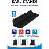 Ps4 / Ps4 Slim / Ps4 Pro Uyumlu Çift Kollu Şarj Standı – Dikey Konsol Standı ve Kol Şarj Istasyonu - Siyah
