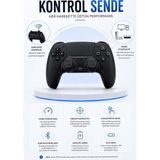 Ps4 ve Pc Uyumlu Bluetooth Kablosuz Oyun Kolu - Turbo Fonksiyonlu & Dokunmatik Panelli Siyah Gamepad - Standart