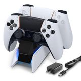 PS5 Controller Charger, PS5 Controller Charging Station Dock, Fast Dual Charging for Dualsense, Playstation 5 Controller with Wireless Controller Accessories, Blue LED ON/Off Automatically afbptek