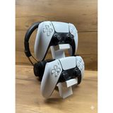 Ps5 Dualsense 2’li Oyun Kolu ve Kulaklık Standı | 3D Baskı Şık Dikey Tutucu (21.5X18X4 Cm) - Beyaz