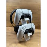PS5 DualSense 2’li Oyun Kolu ve Kulaklık Standı Beyaz Renk | 3D Baskı Şık Dikey Tutucu (21.5x18x4 cm)