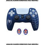Ps5 Dualsense Spider-Man Koruyucu Silikon Kılıf + Analog Silikon Koruyucu - Açık Mavi