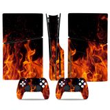 PS5 İnce Disk Konsolu ve Kablosuz Denetleyici için Cilt Çıkartması, Tam Set Koruyucu Cilt Sargısı, PS5 İnce Disk için Oyun Aksesuarları Çıkartma Kapağı (Alev)