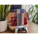 Ps5 Logolu CD Stand Rafı, Ikonik Tuş Simgeli Oyun Kutusu (Cd) Rafı – Stand Organizer - Kırmızı