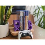 Ps5 Logolu CD Stand Rafı, Ikonik Tuş Simgeli Oyun Kutusu (Cd) Rafı – Stand Organizer - Mor