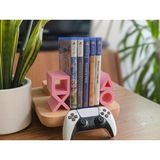 Ps5 Logolu CD Stand Rafı, Ikonik Tuş Simgeli Oyun Kutusu (Cd) Rafı – Stand Organizer - Pembe