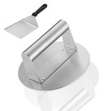 PSC GOODS Burger Presi | Paslanmaz Çelik Spatula, 15,7 cm Hamburger Smasher Aleti, Et Ağırlığı Presi için Mükemmel Hamburger Presi, Yemek Pişirme ve Izgara için Burger Smasher –Gümüş