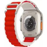 PSGT Alpin Apple watch Ultra Band 42-44-45-49mm S10-11 (46mm )Kordon Alpin 10 9 8 7 6 5 SE - Kırmızı - Beyaz - S10 S11 -46mm (42/44/45/49)mm