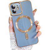 PSGT Apple iPhone 11 ile Uyumlu Magsafe Magnetic Lazer Kesim Kılıf, Açık Mavi