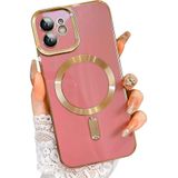PSGT Apple iPhone 11 ile Uyumlu Magsafe Magnetic Lazer Kesim Kılıf, Pembe