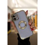 PSGT Apple iPhone 11 ile Uyumlu Metalik Kılıf, Logo Yeri Açık, Şeffaf Silikon