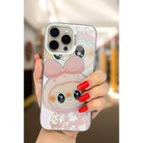 PSGT Apple iPhone 12 ProMax ile Uyumlu Labubbi Desenli Silikon Kılıf, Pembe