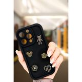PSGT Apple iPhone 14 Pro ile Uyumlu Kılıf, Tasarımlı Desenli, Kamera Korumalı, Siyah Çiçekli, Yumuşak Silikon Kapak