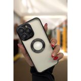 PSGT Apple iPhone 14 Pro ile Uyumlu Metalik Kılıf, Logo Yeri Açık, Şeffaf Silikon