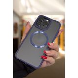 PSGT Apple iPhone 14 Pro Max ile Uyumlu Mika Silikon MagSafe Kılıf, Mor