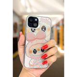 PSGT Apple iPhone 15 Plus ile Uyumlu Labubbi Desenli Silikon Kılıf, Pembe