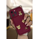PSGT Apple iPhone 15 Pro ile Uyumlu Kılıf, Tasarımlı Desenli Kamera Korumalı, Bordo, Yumuşak Silikon Kapak