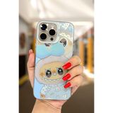 PSGT Apple iPhone 15 ProMax ile Uyumlu Labubbi Desenli Silikon Kılıf, Mavi