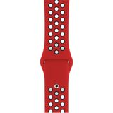 PSGT Apple Watch 2 3 4 5 6 Se Nike 42MM 44MM 45 mm 49MM Uyumlu Kordon Kayış Bileklik Delikli Spor Band - Kırmızı - Siyah - 42-44-45-49MM