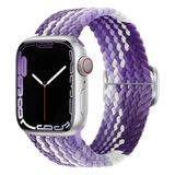 PSGT Apple Watch Gs Dt Pro T800 Ultra 3 4 5 6 7 8 Se 42 44 45 49 mm ve Ultra Replıka Uyumlu Kordon - Mor - Beyaz - 42-44-45-49MM