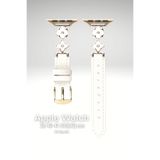 PSGT Apple Watch Seri 1-9 (38-40-41) ve S10-11-42mm Uyumlu Lüks Kordon Metal Derili 4Yaprak