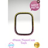 PSGT Apple Watch Ultra 49mm Uyumlu Taşlı Nano Cam Ekran Koruyucu, Renkli
