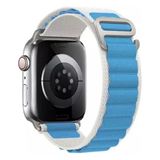PSGT Apple Watch Uyumlu 38-40-41 S10(42) 1/2/3/4/5/6/se/7/8/ Kordon Alpin Loop Kordon - Beyaz - Açık Mavi - (38/40/41MM)S10 S11(42MM)