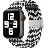 PSGT Apple Watch Uyumlu Yeni Ayarlanabilir Örgülü Esnek Kordon 42MM 44MM 45MM 49 mm Pr Pro 2030 - Siyah - Beyaz - 42-44-45-49MM
