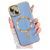 PSGT iPhone 13 ile Uyumlu Kılıf, Magsafe Magnetic Lazer Kesim, Açık Mavi