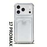 PSGT iPhone 17 Pro Max ile Uyumlu Kartlıklı Kılıf, Kamera Korumalı, Şeffaf, Darbe Emici