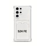PSGT Samsung Galaxy S24 FE ile Uyumlu Kılıf, Şeffaf Soft, Kartlık Bölmeli