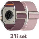 PSGT Set 2'li Apple Watch Band Uyumlu 42-44-45-49MM S10 46MM Climber Kordon Sport Kayışı - S10 S11 -46mm (42/44/45/49)mm - Rose - Mor