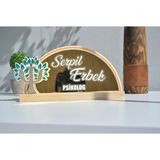 Psikolog Figürlü Altın Pleksi Masa Isimliği - Altın - Beyaz - 24x12x5